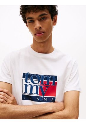 Camiseta Blanca Slim Con Logo Gráfico Tommy Jeans