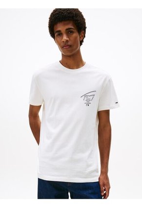 Camiseta Blanca Signature De Punto Con Logo Trasero Tommy Jeans