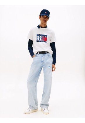 Camiseta Blanca Slim Con Logo Gráfico Tommy Jeans