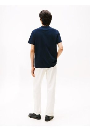 Camiseta Azul De Punto Con Escudo Engomado Tommy Hilfiger