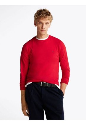 Camiseta Roja De Manga Larga Y Corte Slim Tommy Hilfiger