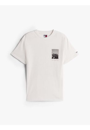 Camiseta Blanca De Punto Con Foto Estampada Tommy Jeans