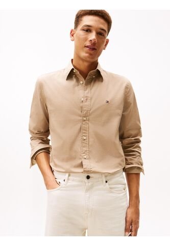 Camisa Beige TH Flex Regular De Popelín Tommy Hilfiger Tommy Hilfiger
