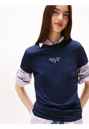 Camiseta Azul De Punto Con Logo Y Corte Slim Tommy Jeans