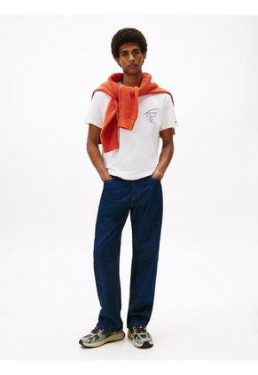 Camiseta Blanca Signature De Punto Con Logo Trasero Tommy Jeans