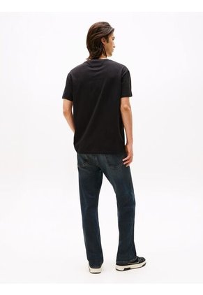 Camiseta Negra De Punto Con Logo Y Cuello Redondo Tommy Jeans