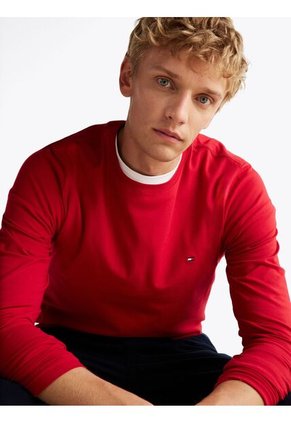 Camiseta Roja De Manga Larga Y Corte Slim Tommy Hilfiger