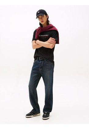 Camiseta Negra De Punto Con Logo Y Cuello Redondo Tommy Jeans