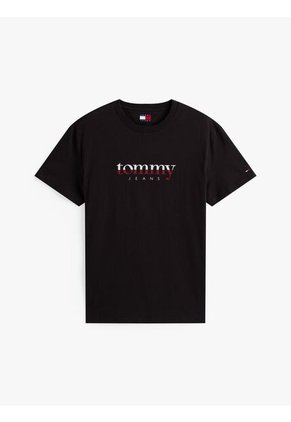 Camiseta Negra De Punto Con Logo Y Cuello Redondo Tommy Jeans