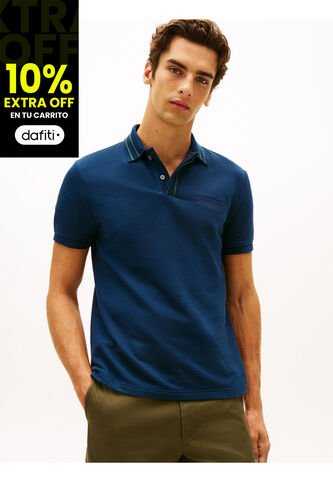 Polo Azul De Corte Regular Con Logo Tommy Hilfiger Tommy Hilfiger