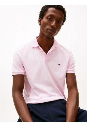 Polo Rosado De Punto Interlock De Corte Regular Tommy Hilfiger