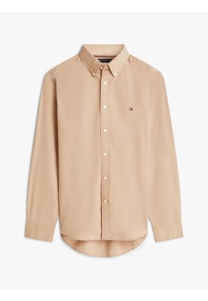 Camisa Beige TH Flex Regular De Popelín Tommy Hilfiger