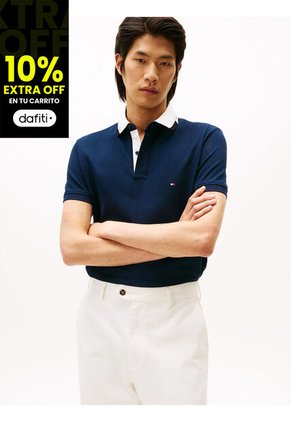 Polo Azul De Corte Regular Con Logo Gráfico Tommy Hilfiger