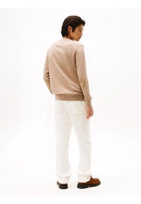 Saco Beige Con Cuello En V Y Logo Bordado Tommy Hilfiger