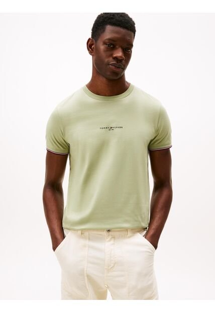 Camiseta Verde De Punto Con Corte Slim Tommy Hilfiger