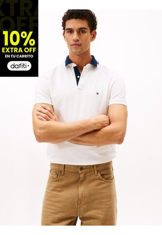 Polo Blanco De Corte Regular Con Logo Gráfico Tommy Hilfiger Tommy Hilfiger