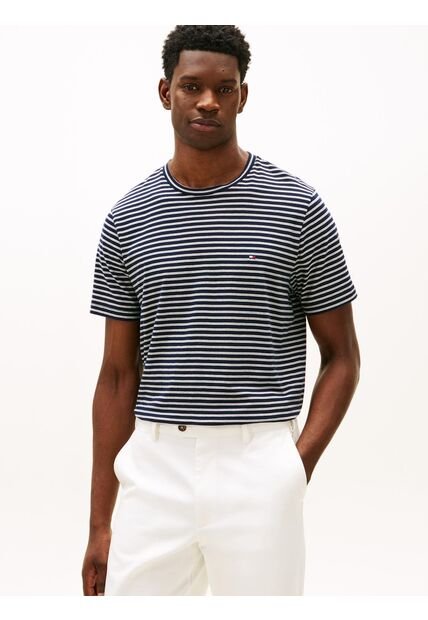 Camiseta Azul Regular Fit A Rayas Tommy Hilfiger