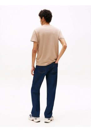 Camiseta Beige Slim Con Logo Gráfico Tommy Jeans