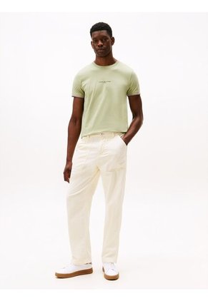 Camiseta Verde De Punto Con Corte Slim Tommy Hilfiger