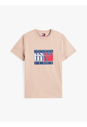 Camiseta Beige Slim Con Logo Gráfico Tommy Jeans