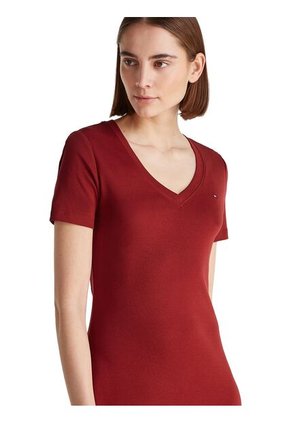 Vestido Rojo AOP Con Ribete De Cuello V Tommy Hilfiger