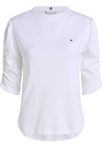Top Blanco Con Mangas Abullonadas Ribeteadas Tommy Hilfiger