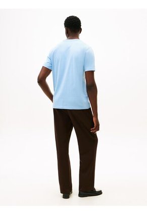 Camiseta Celeste De Cuello Redondo Con Logo Bordado Tommy Hilfiger