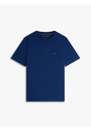 Camiseta Azul De Cuello Redondo Con Logo Bordado Tommy Hilfiger