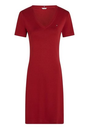 Vestido Rojo AOP Con Ribete De Cuello V Tommy Hilfiger