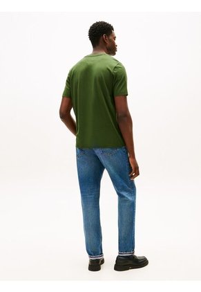 Camiseta Verde De Cuello Redondo Con Logo Bordado Tommy Hilfiger