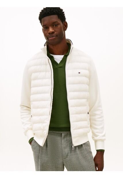 Chaqueta Blanca De Punto Acolchada Con Cremallera Tommy Hilfiger