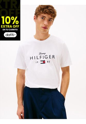 Camiseta Blanca De Cuello Redondo Con Logo Gráfico Tommy Hilfiger Tommy Hilfiger