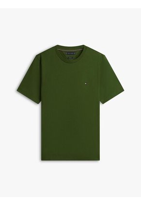 Camiseta Verde De Cuello Redondo Con Logo Bordado Tommy Hilfiger