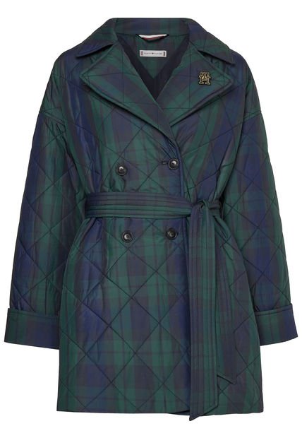 Chaquetón Acolchado En Tartán Black Watch Mujer  Tommy Hilfiger