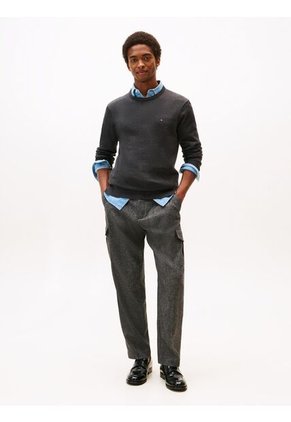 Saco Gris De Cuello Redondo Con Logo Bordado Tommy Hilfiger