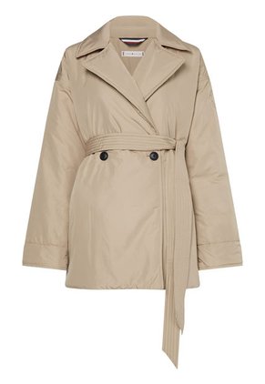 Gabán Beige Con Cinturón Para Mujer Tommy Hilfiger