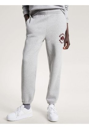 Joggers Con Logo Universitario Aterciopelado Mujer Gris Tommy Hilfiger