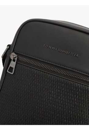 Bolso Negro Reporter Con Panel Tejido Tommy Hilfiger