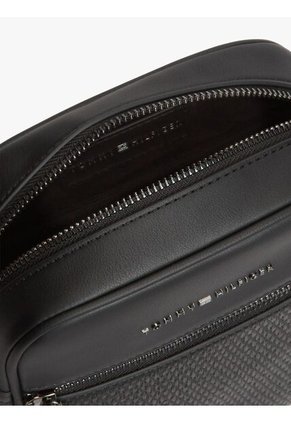 Bolso Negro Reporter Con Panel Tejido Tommy Hilfiger