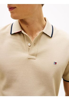 Polo Beige De Piqué Con Corte Regular Tommy Hilfiger