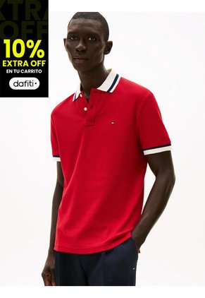Polo Rojo De Corte Regular Con Logo Tommy Hilfiger