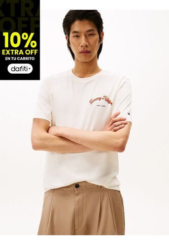 Camiseta Blanca De Cuello Redondo Con Logo Gráfico Tommy Hilfiger Tommy Hilfiger