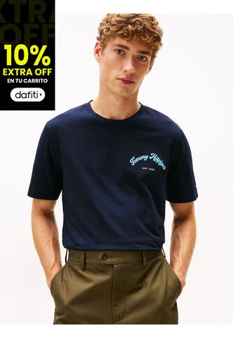 Camiseta Azul Marino De Cuello Redondo Con Logo Gráfico Tommy Hilfiger Tommy Hilfiger