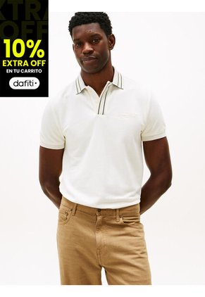 Polo Blanco De Corte Regular Con Logo Tommy Hilfiger