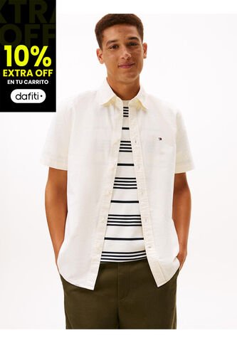 Camisa Beige Heritage Oxford Con Diseño De Rayas Tommy Hilfiger Tommy Hilfiger