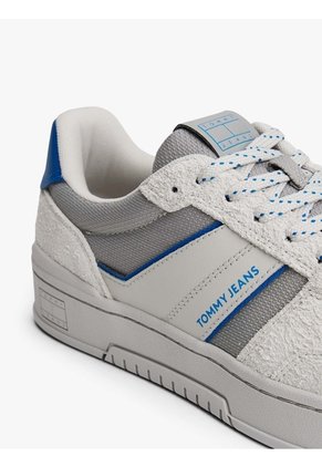 Tenis Gris De Ante Con Mezcla De Texturas Tommy Hilfiger