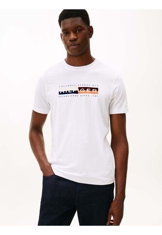 Camiseta Blanca Con Logo Colorblock Estampado En El Pecho Tommy Hilfiger Tommy Hilfiger
