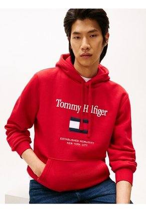Buzo Rojo Con Capota Con Logo Gráfico Tommy Hilfiger