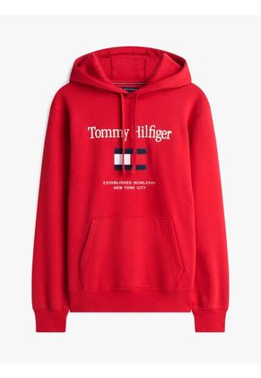 Buzo Rojo Con Capota Con Logo Gráfico Tommy Hilfiger