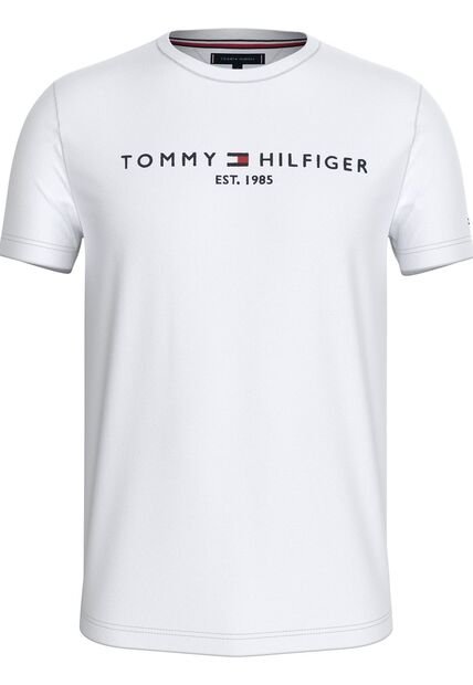 Camiseta Blanca Con Logo Bordado En El Pecho Tommy Hilfiger